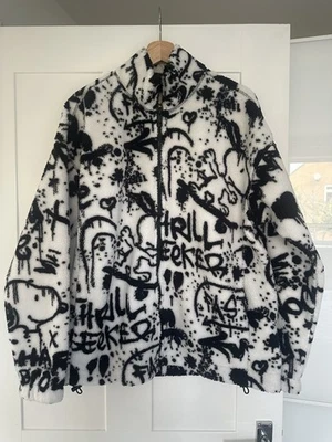 NEW Peanuts x H&M Full Zip Teddy Fleece Jacket Rare Oversized Fit Snoopy - Small - Image 1 of 4