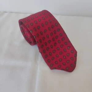 1940er handblockierte Krawatte Made in England sich wiederholendes Micro Paisley Muster 2,7 Zoll - Bild 1 von 4
