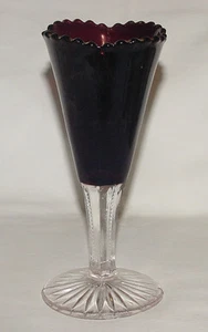 PERFECT EAPG Ruby-Stained Beaded Stem VASE!! - Picture 1 of 2