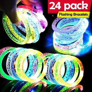 24 Pack Glow in the Dark LED Bracelets Party Supplies for Kids/Adult, Flashing L - Picture 1 of 12