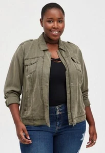 NWT Torrid Plus Size 4 4X 26 Olive Tencel Bomber Jacket - Picture 1 of 4