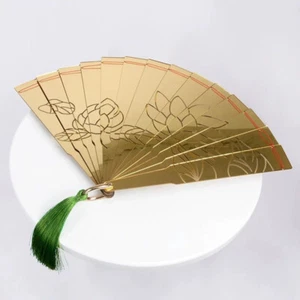 Anime Demon Slayer Douma Golden Lotus Folding Fan With Tassel Props Cosplay Gift - Picture 1 of 9