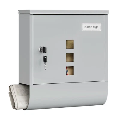 MARKENLOS Briefkasten Wandbriefkasten mit Zeitungsfach Wandbriefkasten Sichtfenstern