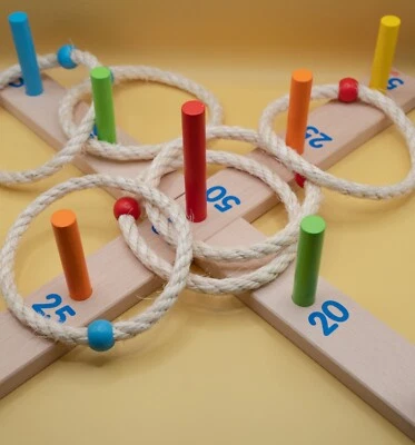 Juego de lanzamiento de anillos de aro de madera - No tóxico, ecológico, Montessori Foto 1 de 2