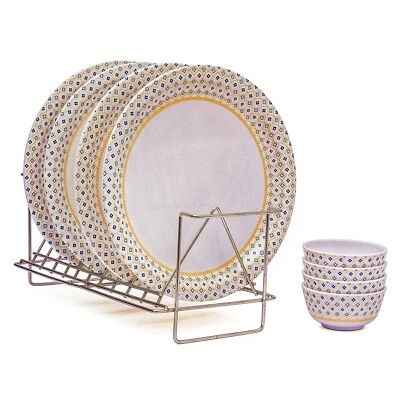 Melamine Unbreakable Dinner Set Plate Bowl Set 4 Plate & 4 Bowl  - Image 1 of 4