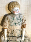 Antique Bisque China head 10" doll-Alphabet Print Cloth Body-Marked Germany