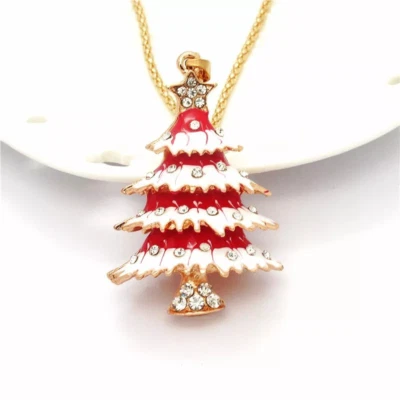 Collar Betsey Johnson Árbol Cristal Nieve Rojo Foto 1 de 2