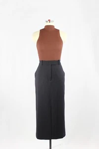 Falda midi lápiz cintura alta Aritzia WILFRED Song azul marino a rayas sarga, talla 6 - Imagen 1 de 15
