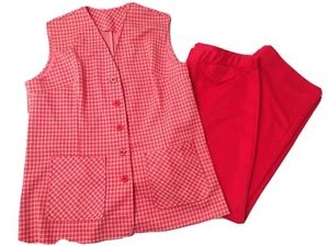 VTG 70’s Hot Pink Power Suit Vest 2 Piece Outfit Sz 34 High Waisted - Picture 1 of 12