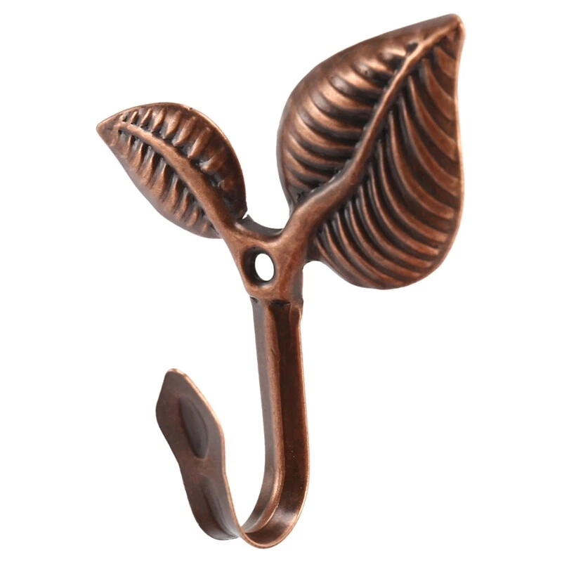 2 X Iron Leaf Shaped Curtain Tie Backs Holders Wall Hooks Decor Bronze Z7t9