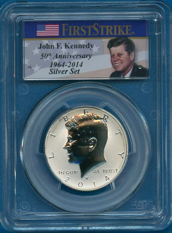 2014 W PCGS PR70 Reverse Kennedy Silver Half 2014-W 50th Ann. First Strike PR-70 Cover