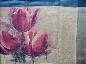 Eleganter Damen-Schal Stola nachtblau mit floralem Muster Seide/Viskose - Bild 1 von 3