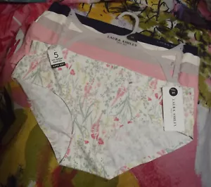 5 NEW LAURA ASHLEY LS9172 5PKEH MF SUPER SOFT NO SHOW HIPSTER PANTIES M - Picture 1 of 2