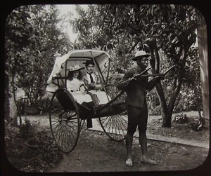 Linterna mágica de vidrio diapositiva A JINRICKSHA C1890 FOTO SUDAFRICA RICKSHAW - Imagen 1 de 2