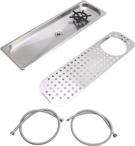 Brocca brocca acciaio inox risciacquo rondella barra da banco con tubi 21,9x6,4" - Foto 1 di 7