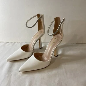 Lulus Dona weiße Strass High Heels Größe 6,5 weiß kaum getragen - Bild 1 von 10