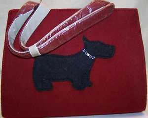 Damen Handtasche rot/schwarz Filz mit Scottish Terrier brandneu  - Bild 1 von 4