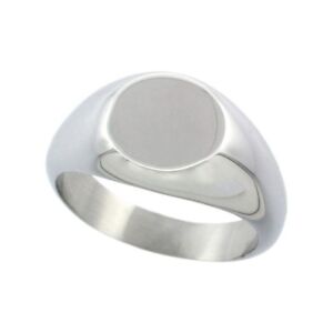 Surgical Steel Small Signet Ring Solid Initial Blank Polish 3/8" Round Size 5-9