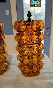 Nemo 1972 Amber Set Of 2 Bubble Glass Lanterns Beautiful& Rare Lighting Fixtures