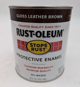 New Rust-Oleum Protective Enamel Paint 32-Ounce Gloss Leather Brown 1 QT - Picture 1 of 3
