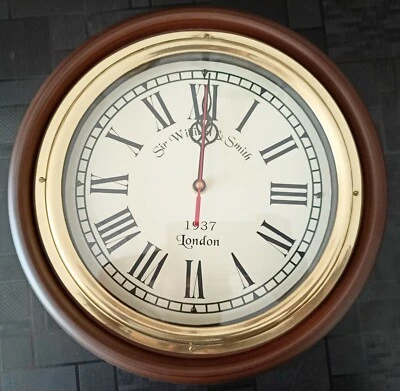 Antiguo reloj de pared número romano decoración del hogar reloj náutico Sir William & Smith Foto 1 de 4
