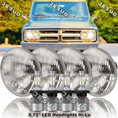 4PCS 5.75" 5-3/4" Round LED Headlights For GMC C15/C1500 1961-1972 Pickup C2500 Foto 1 de 4