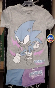 Sonic The Hedgehog T-Shirt Short Set Size 4 Boys/Girls - Picture 1 of 2