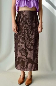 Rafaella Women Skirt Sz 14 Brown Faux Wrap Velvet Burnout Fairy Witchy Goth Maxi - Picture 1 of 9