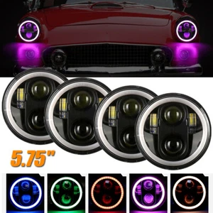 4pcs 5.75" 5-3/4" RGB LED Headlights Hi-Lo DRL for 1958-1979 Lincoln Continental - Picture 1 of 12