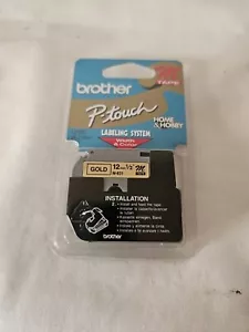 Brother M-831 P-Touch schwarzer Druck auf Goldband 1/2" Breite brandneu versiegelt - Bild 1 von 2