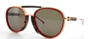 Occhiali da sole Calvin Klein CKNYC1814S Pilot Panto 205W39NYC rosso oro opaco pelle - Foto 1 di 9