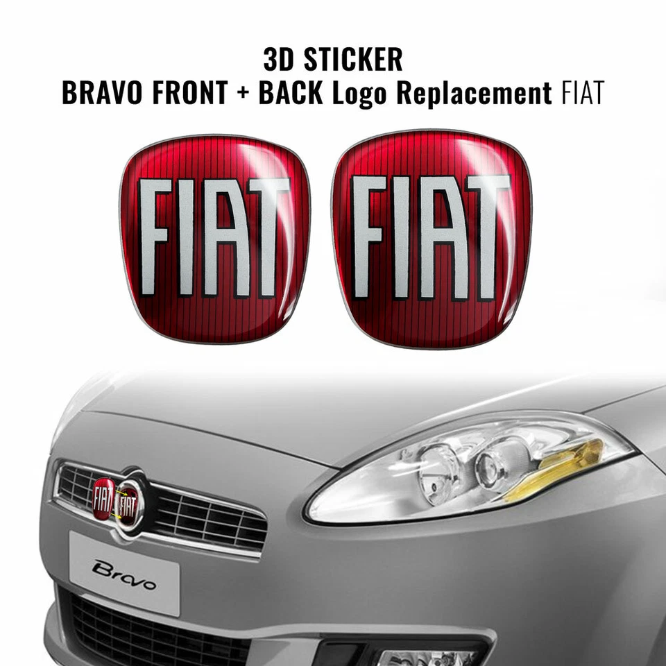 Adesivo Fiat 3D Ricambio Logo per Bravo Anteriore + Posteriore - Immagine 1 di 4