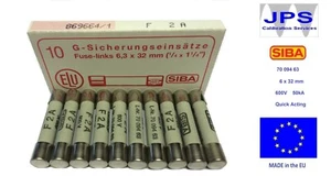 10er-Pack F2A Original SIBA Sicherungen für Megger Tester 70 094 63 2A JPSF006 NEU - Bild 1 von 3