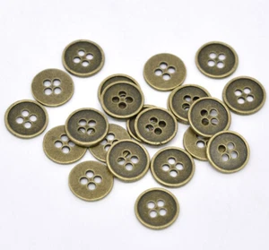 (Buy 4 Get FREE Post) 10 Round Metal Bronze 13mm 15mm 18mm 25mm Sewing Buttons - Picture 1 of 1