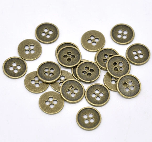 Round Metal Antique Bronze 13mm 15mm 18mm 25mm Sewing Vintage Crafts Buttons - Image 1 of 1