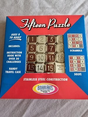 Fifteen Puzzle Brain Game w/Case Instruction Booklet Binary Arts *New* - Image 1 of 2