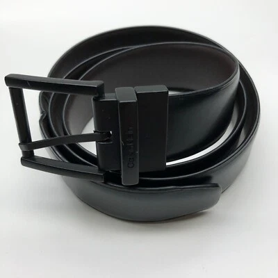 Cinturón de vestir reversible CK Calvin Klein negro marrón talla M 34-36 imitación cuero 1 3/8" Foto 1 de 4