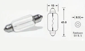 6 volt 15 watt Festoon classic car bulb 266 (Box of 10) - Picture 1 of 1