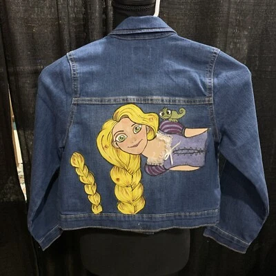 Tangled Denim Jean Jacket size 7/8 kids Hand painted - Image 1 of 3