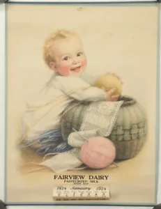 Fairview Dairy Calendar Annie Benson Miller Farms Baby Yarn 1924 - Picture 1 of 5