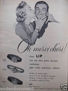 PUBLICITÉ 1955 OH MERCI CHÉRI UNE MONTRE LIP - R.KELLER - ADVERTISING - Foto 1 di 1