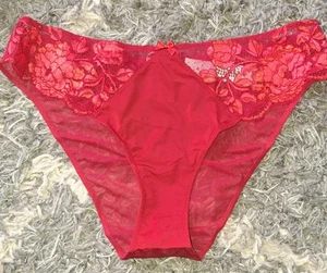 Adore Me/VS Lace & Mesh Brazilian Panty NEW Large Red - Picture 1 of 2