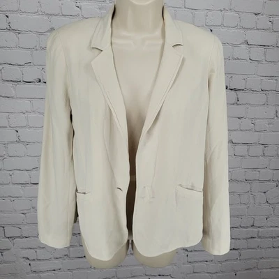 Blazer Traje Chaqueta Eileen Fisher Beige 100% Seda Muesca Ligera Talla PP Foto 1 de 4