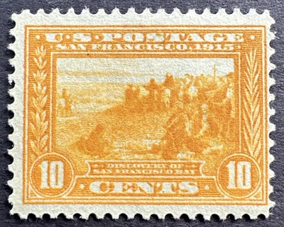 US 1913 Scott # 400 MH OG  Perf 12 Org Yel San Fran Bay Discovery - Image 1 of 2