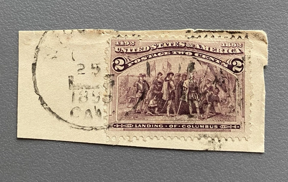 US Early stamps 1800’s Sc #231 2c Colombian Expo on envelope cutout - Image 1 of 1