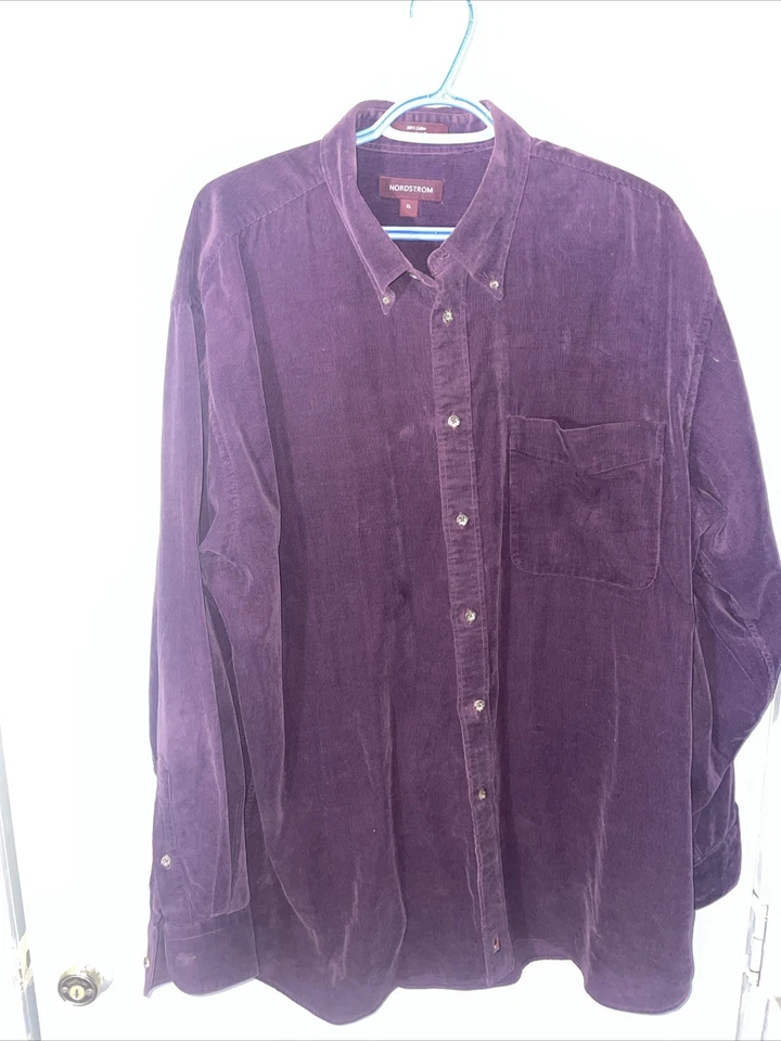Camisa de pana Nordstrom de colección para hombre XL púrpura 100 % algodón abotonada Western D Foto 1 de 4