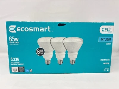 EcoSmart 65W Equivalent Daylight 5000K BR30 CFL Light Bulb (6-Pack) - Image 1 of 4