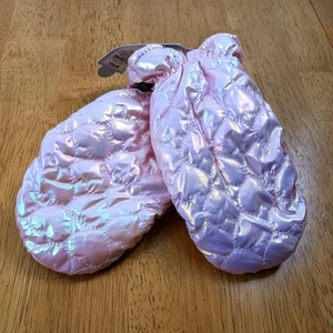 Girls' Heart Quilt Mittens - Cat & Jack Iridescent Pink 4-7 - Picture 1 of 4