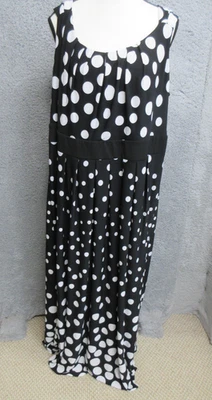 Woman Within Dress Womens 1X Black White Polka Dot Sleeveless Maxi A-Line Flowy - Image 1 of 4