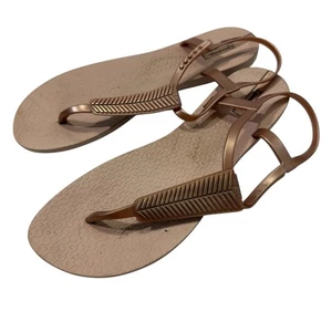 Sujetador Ipanema Oro Rosa Metálico Correa en T Sandalia Tanga Correa en el Tobillo Talla 10 39/40 - Imagen 1 de 10